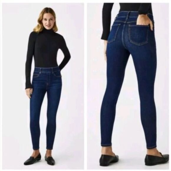 New Spanx Ankle Skinny Jeans Midnight Shade #20342R Sz L - Picture 1 of 8